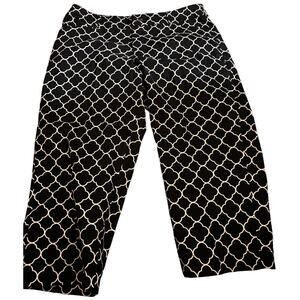 St John's Bay Secretly Slender Capri Pants, Navy & White Lattice, Size 12